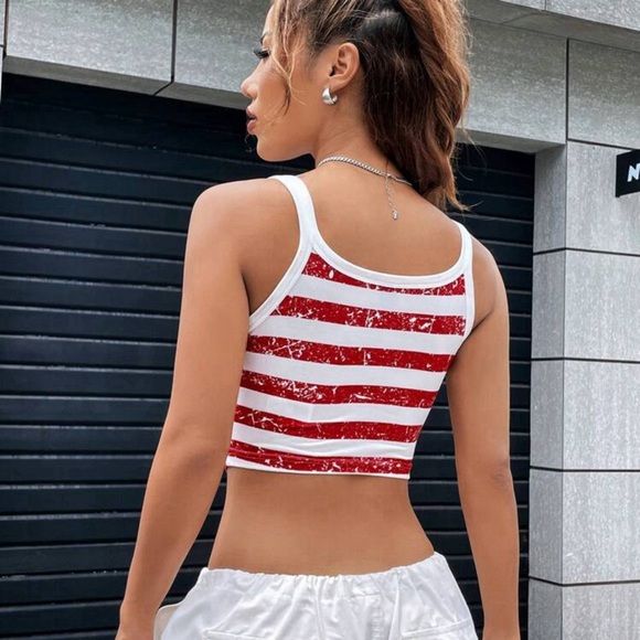EZ Wear Americana Print Crop Cami Top - Picture 3 of 4